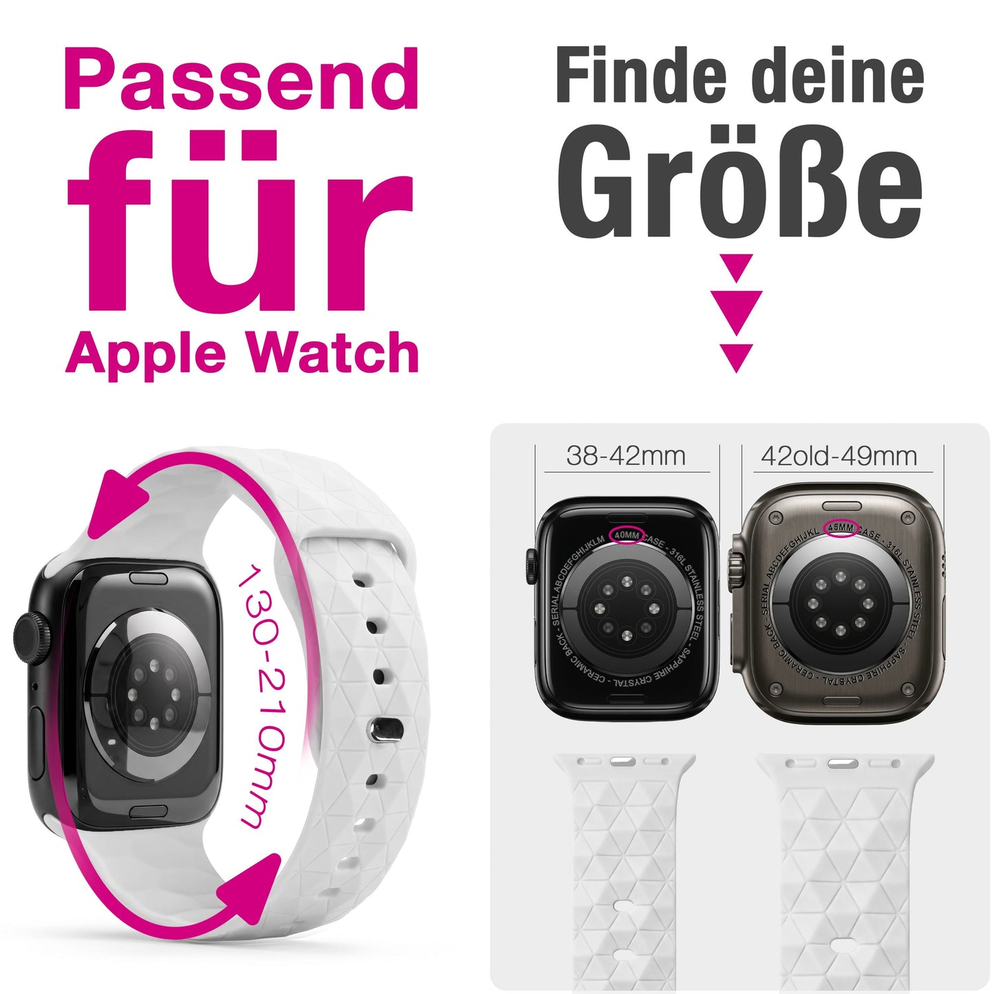 NALIA Hexion Armband kompatibel mit Apple Watch Armband Series SE/iWatch 10 9 8 7 6 5 4 3 2 1, 38/40/41/42mm, Silikon Loop mit Hexagon Design, Sportarmband Steck-Pin-Verschluss