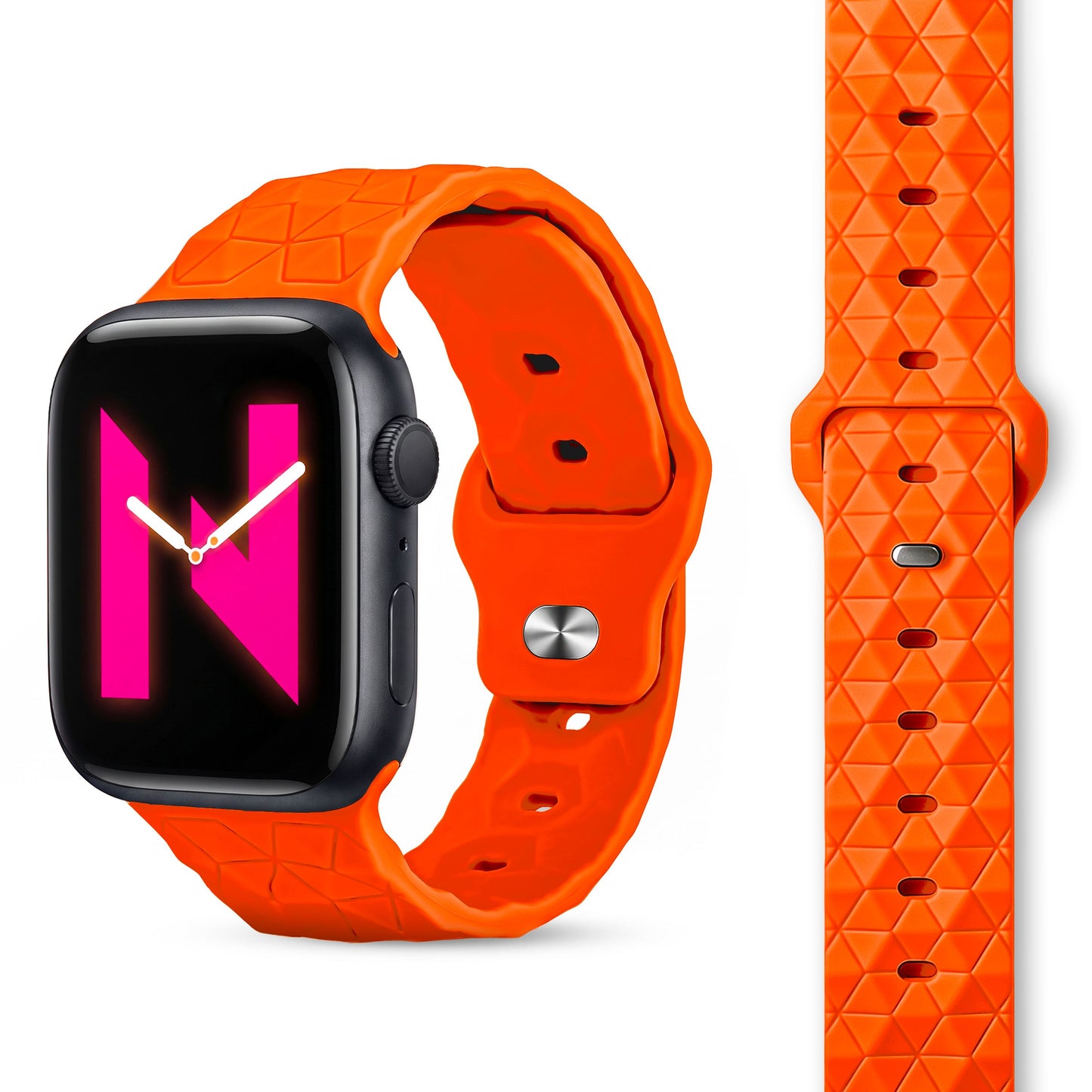 NALIA Hexion Armband kompatibel mit Apple Watch Armband Series SE/iWatch 10 9 8 7 6 5 4 3 2 1, 38/40/41/42mm, Silikon Loop mit Hexagon Design, Sportarmband Steck-Pin-Verschluss