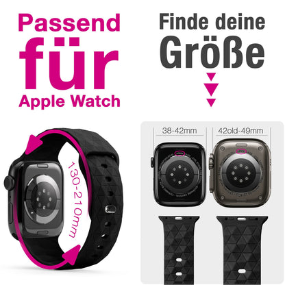 NALIA Hexion Armband kompatibel mit Apple Watch Armband Series SE/iWatch 10 9 8 7 6 5 4 3 2 1, 38/40/41/42mm, Silikon Loop mit Hexagon Design, Sportarmband Steck-Pin-Verschluss