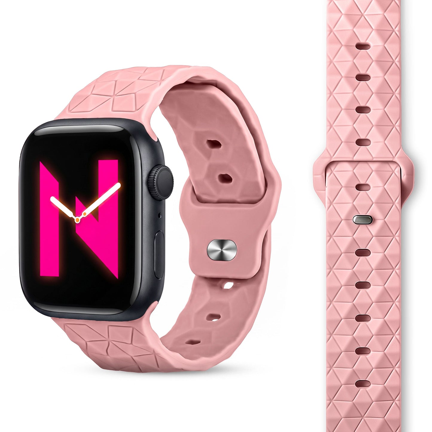 NALIA Hexion Armband kompatibel mit Apple Watch Armband Series SE/iWatch 10 9 8 7 6 5 4 3 2 1, 38/40/41/42mm, Silikon Loop mit Hexagon Design, Sportarmband Steck-Pin-Verschluss