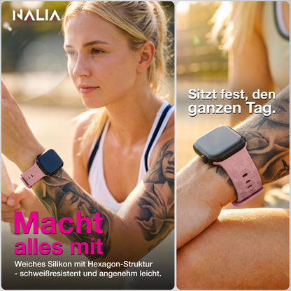 NALIA Hexion Armband kompatibel mit Apple Watch Armband Series SE/iWatch 10 9 8 7 6 5 4 3 2 1, 38/40/41/42mm, Silikon Loop mit Hexagon Design, Sportarmband Steck-Pin-Verschluss