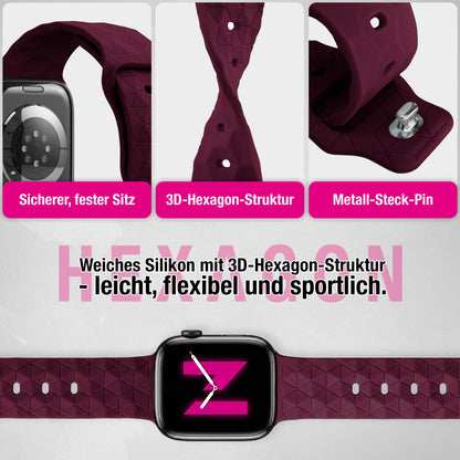 NALIA Hexion Silikon Armband kompatibel mit Apple Watch Armband iWatch Series Ultra/SE 10 9 8 7 6 5 4 3 2 1, 42/44/45/46/49mm, Watch Silikonband Sportarmband mit Steck-Pin