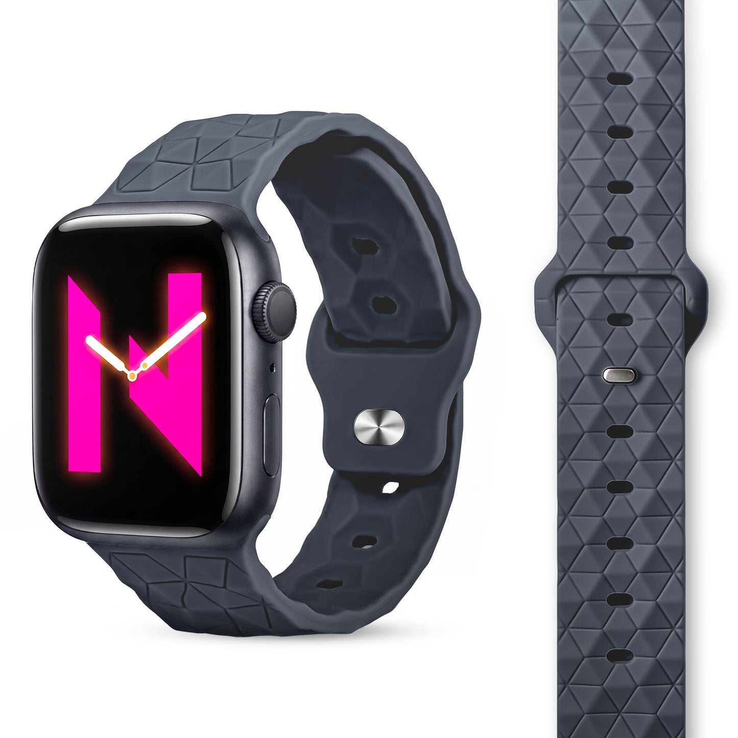 NALIA Hexion Silikon Armband kompatibel mit Apple Watch Armband iWatch Series Ultra/SE 10 9 8 7 6 5 4 3 2 1, 42/44/45/46/49mm, Watch Silikonband Sportarmband mit Steck-Pin