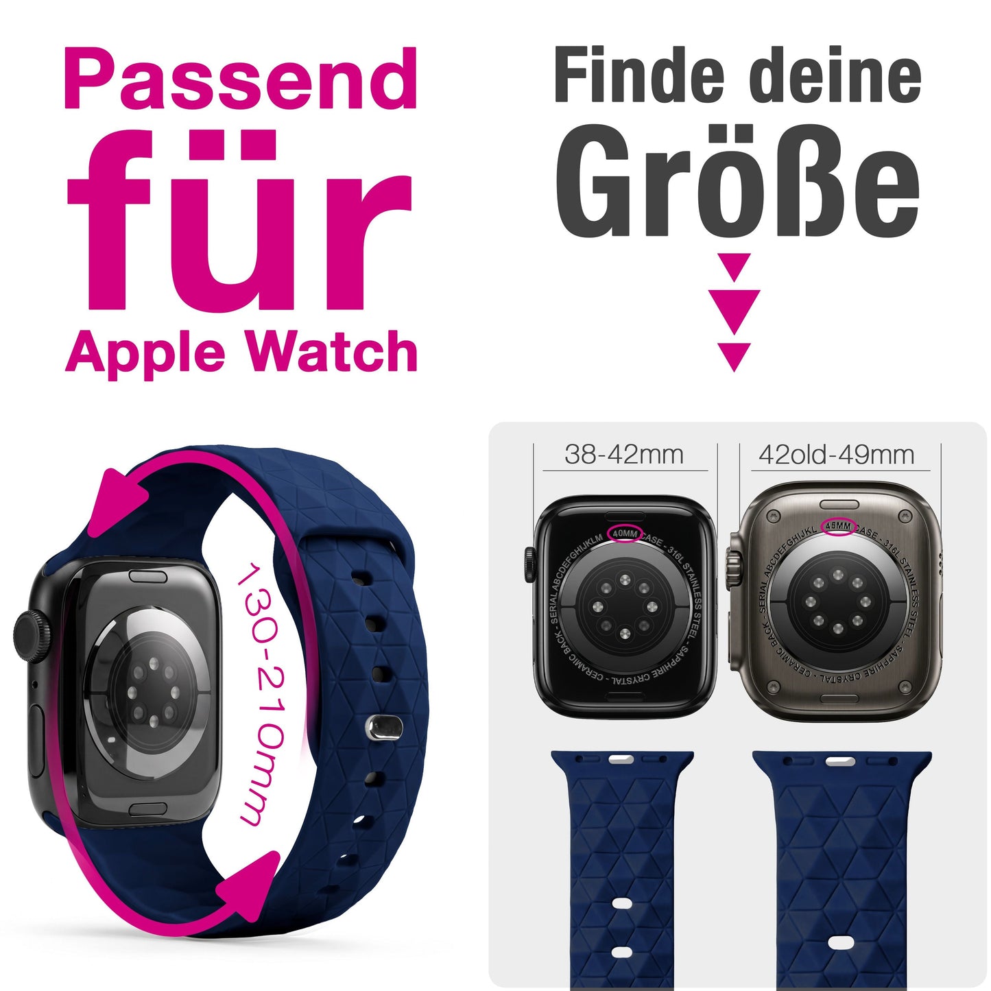 NALIA Hexion Silikon Armband kompatibel mit Apple Watch Armband iWatch Series Ultra/SE 10 9 8 7 6 5 4 3 2 1, 42/44/45/46/49mm, Watch Silikonband Sportarmband mit Steck-Pin
