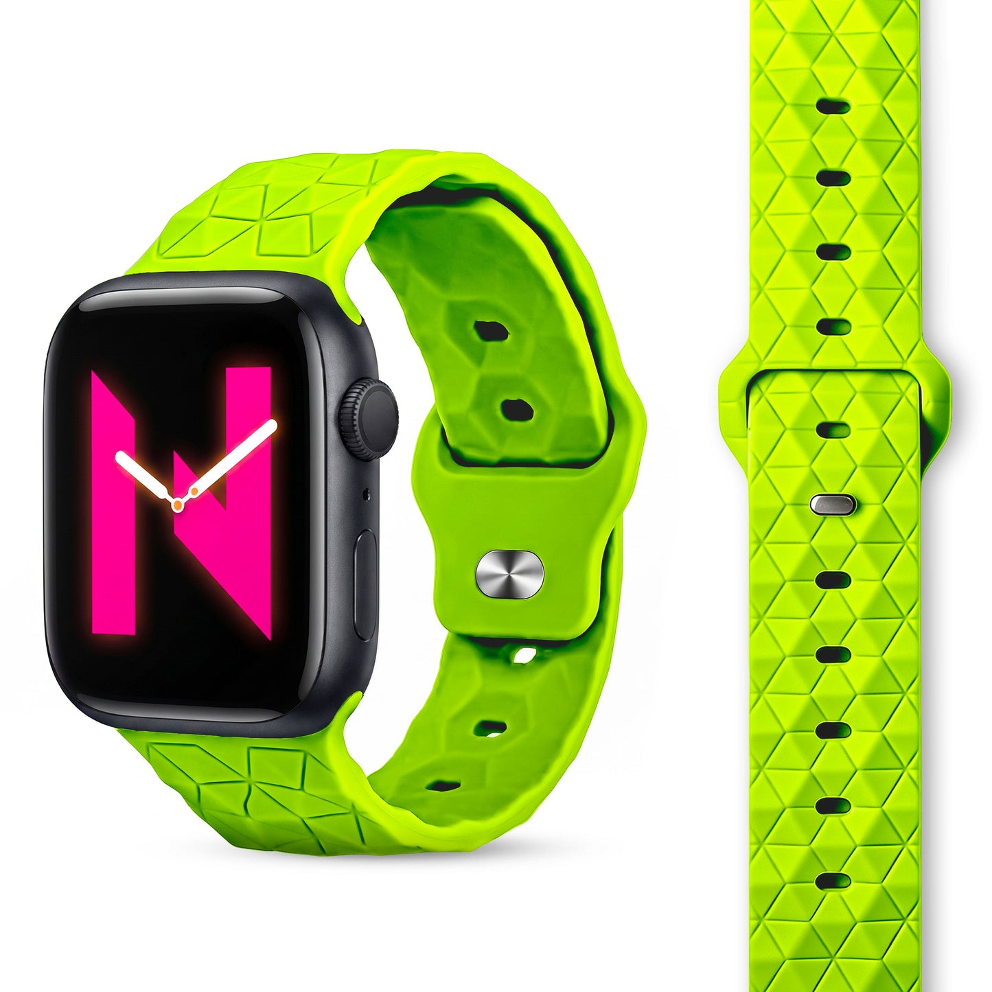 NALIA Hexion Silikon Armband kompatibel mit Apple Watch Armband iWatch Series Ultra/SE 10 9 8 7 6 5 4 3 2 1, 42/44/45/46/49mm, Watch Silikonband Sportarmband mit Steck-Pin