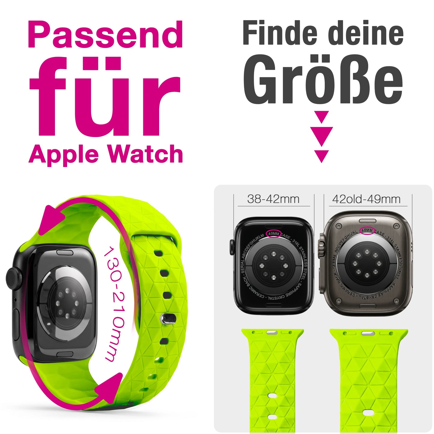 NALIA Hexion Silikon Armband kompatibel mit Apple Watch Armband iWatch Series Ultra/SE 10 9 8 7 6 5 4 3 2 1, 42/44/45/46/49mm, Watch Silikonband Sportarmband mit Steck-Pin