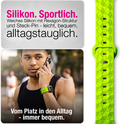 NALIA Hexion Silikon Armband kompatibel mit Apple Watch Armband iWatch Series Ultra/SE 10 9 8 7 6 5 4 3 2 1, 42/44/45/46/49mm, Watch Silikonband Sportarmband mit Steck-Pin