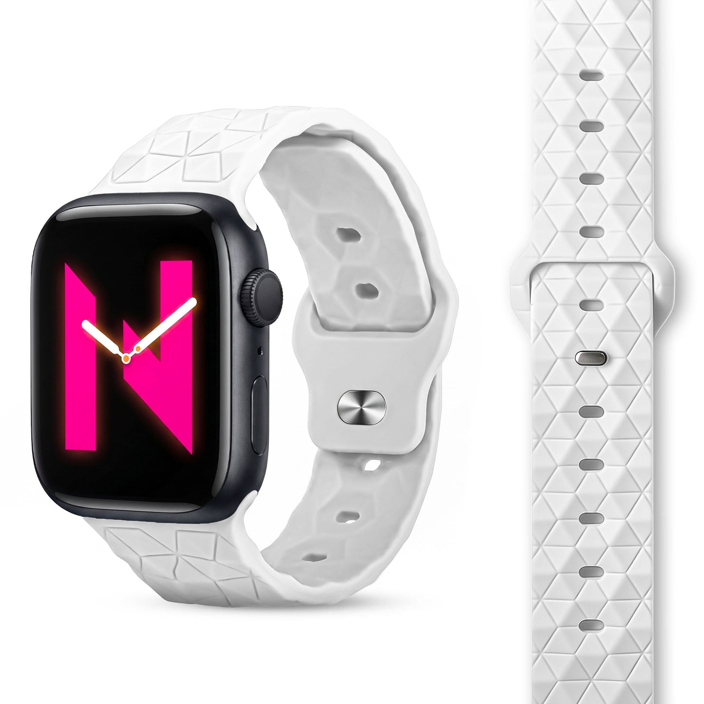 NALIA Hexion Silikon Armband kompatibel mit Apple Watch Armband iWatch Series Ultra/SE 10 9 8 7 6 5 4 3 2 1, 42/44/45/46/49mm, Watch Silikonband Sportarmband mit Steck-Pin
