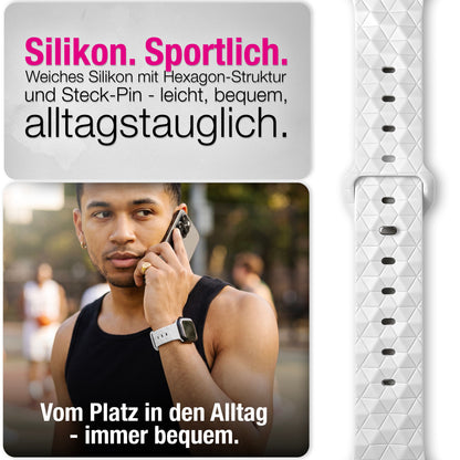 NALIA Hexion Silikon Armband kompatibel mit Apple Watch Armband iWatch Series Ultra/SE 10 9 8 7 6 5 4 3 2 1, 42/44/45/46/49mm, Watch Silikonband Sportarmband mit Steck-Pin