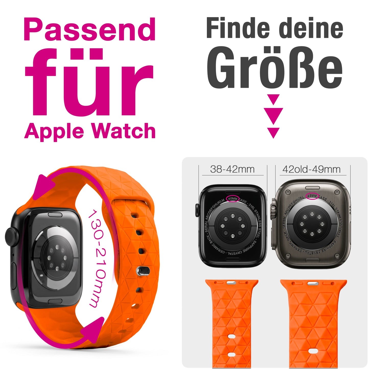 NALIA Hexion Silikon Armband kompatibel mit Apple Watch Armband iWatch Series Ultra/SE 10 9 8 7 6 5 4 3 2 1, 42/44/45/46/49mm, Watch Silikonband Sportarmband mit Steck-Pin
