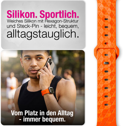 NALIA Hexion Silikon Armband kompatibel mit Apple Watch Armband iWatch Series Ultra/SE 10 9 8 7 6 5 4 3 2 1, 42/44/45/46/49mm, Watch Silikonband Sportarmband mit Steck-Pin