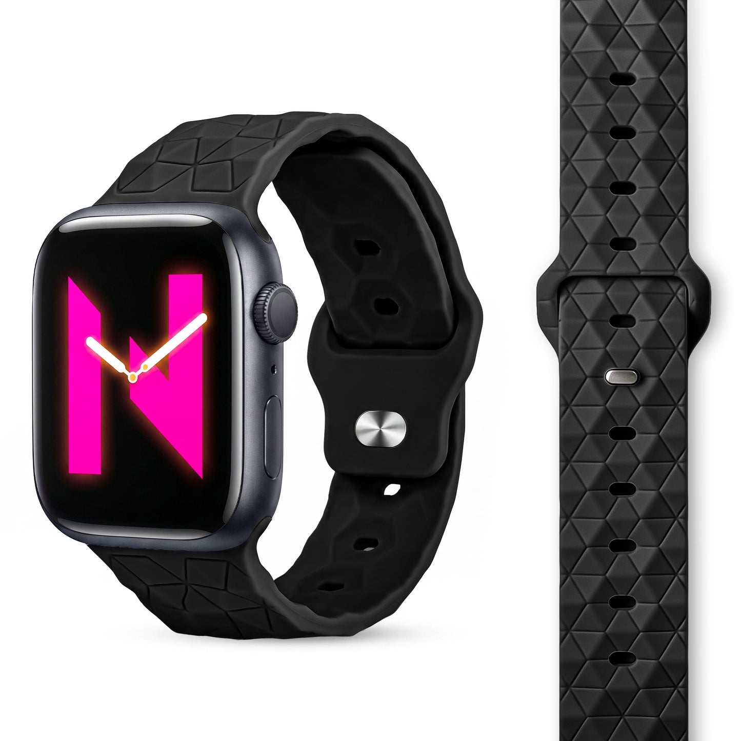 NALIA Hexion Silikon Armband kompatibel mit Apple Watch Armband iWatch Series Ultra/SE 10 9 8 7 6 5 4 3 2 1, 42/44/45/46/49mm, Watch Silikonband Sportarmband mit Steck-Pin