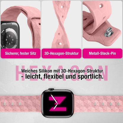 NALIA Hexion Silikon Armband kompatibel mit Apple Watch Armband iWatch Series Ultra/SE 10 9 8 7 6 5 4 3 2 1, 42/44/45/46/49mm, Watch Silikonband Sportarmband mit Steck-Pin