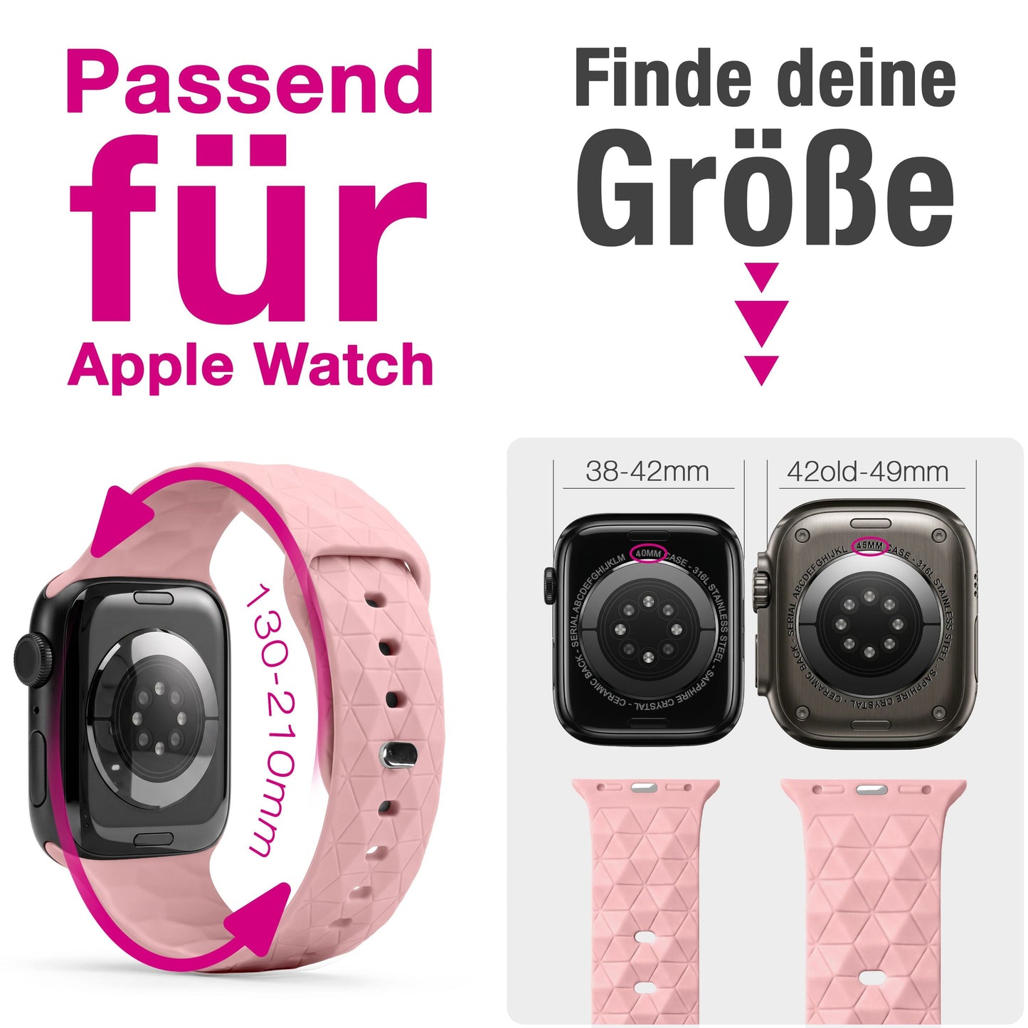 NALIA Hexion Silikon Armband kompatibel mit Apple Watch Armband iWatch Series Ultra/SE 10 9 8 7 6 5 4 3 2 1, 42/44/45/46/49mm, Watch Silikonband Sportarmband mit Steck-Pin