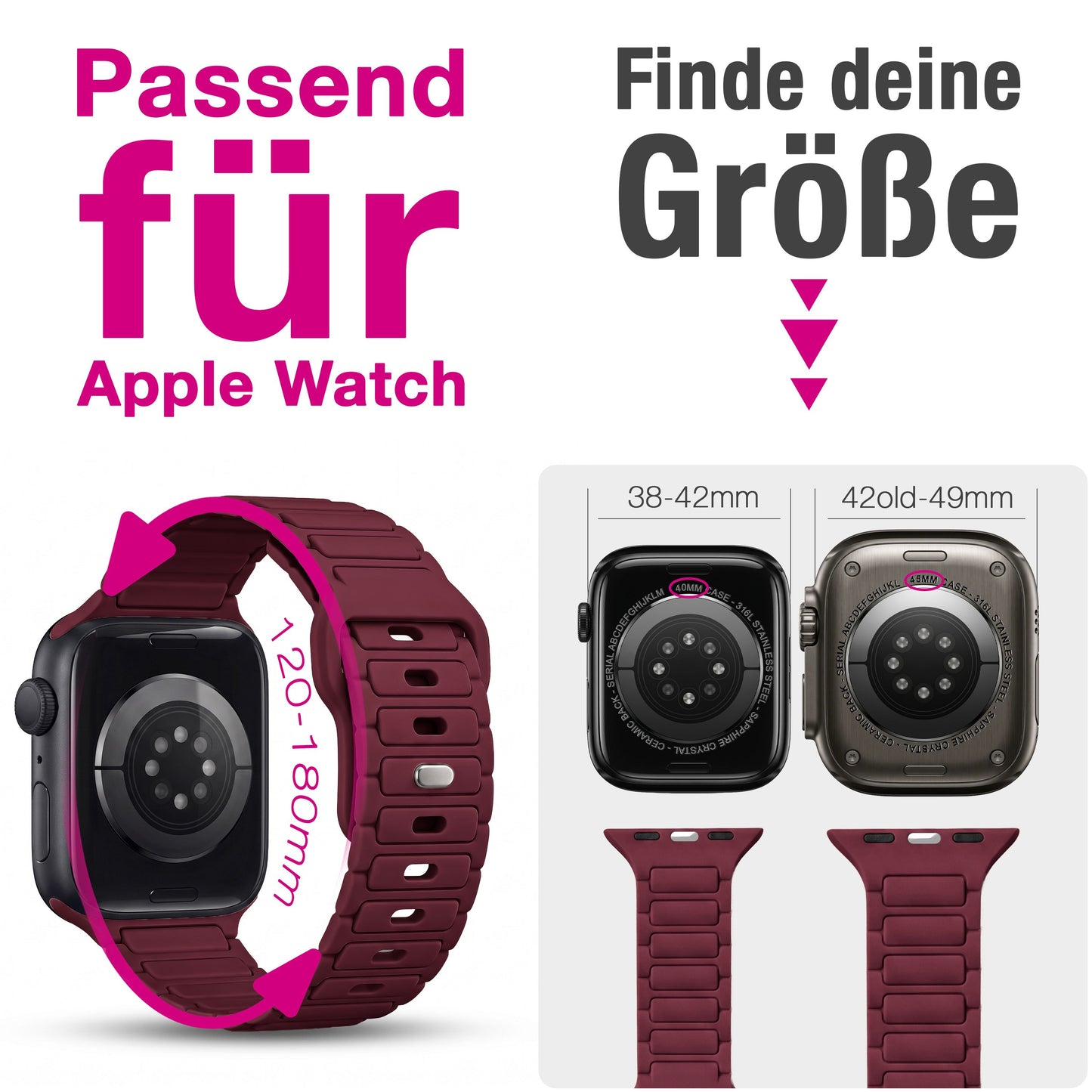 NALIA Pulse Silikon Armband kompatibel mit Apple Watch Armband iWatch Series SE/10/9/8/7/6/5/4/3/2/1, 38/40/41/42mm, 3D Textur Sportarmband mit Steck-Pin Verschluss