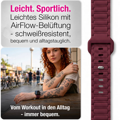 NALIA Pulse Silikon Armband kompatibel mit Apple Watch Armband iWatch Series SE/10/9/8/7/6/5/4/3/2/1, 38/40/41/42mm, 3D Textur Sportarmband mit Steck-Pin Verschluss