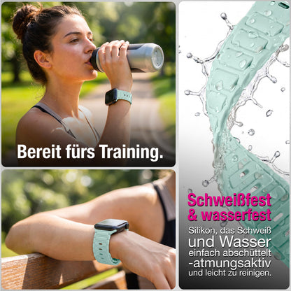 NALIA Pulse Silikon Armband kompatibel mit Apple Watch Armband iWatch Series SE/10/9/8/7/6/5/4/3/2/1, 38/40/41/42mm, 3D Textur Sportarmband mit Steck-Pin Verschluss