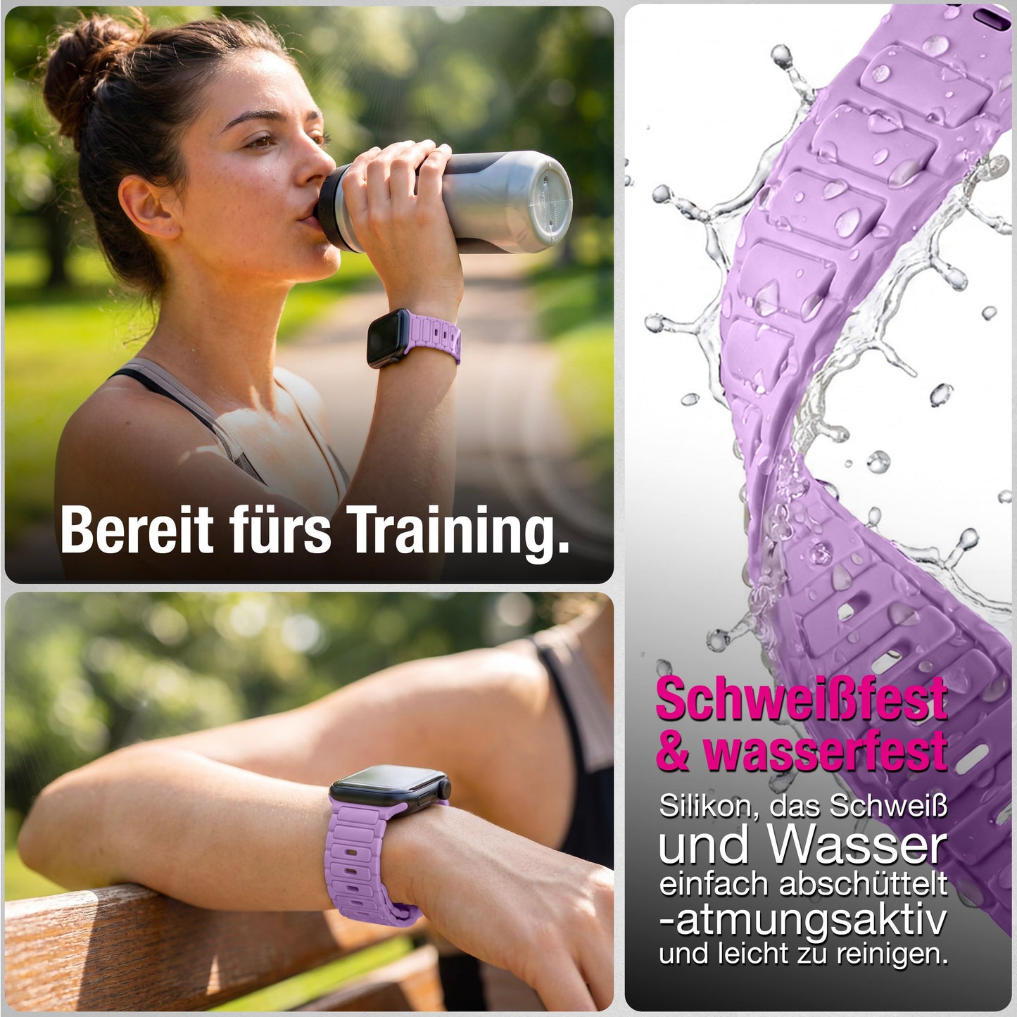NALIA Pulse Silikon Armband kompatibel mit Apple Watch Armband iWatch Series SE/10/9/8/7/6/5/4/3/2/1, 38/40/41/42mm, 3D Textur Sportarmband mit Steck-Pin Verschluss