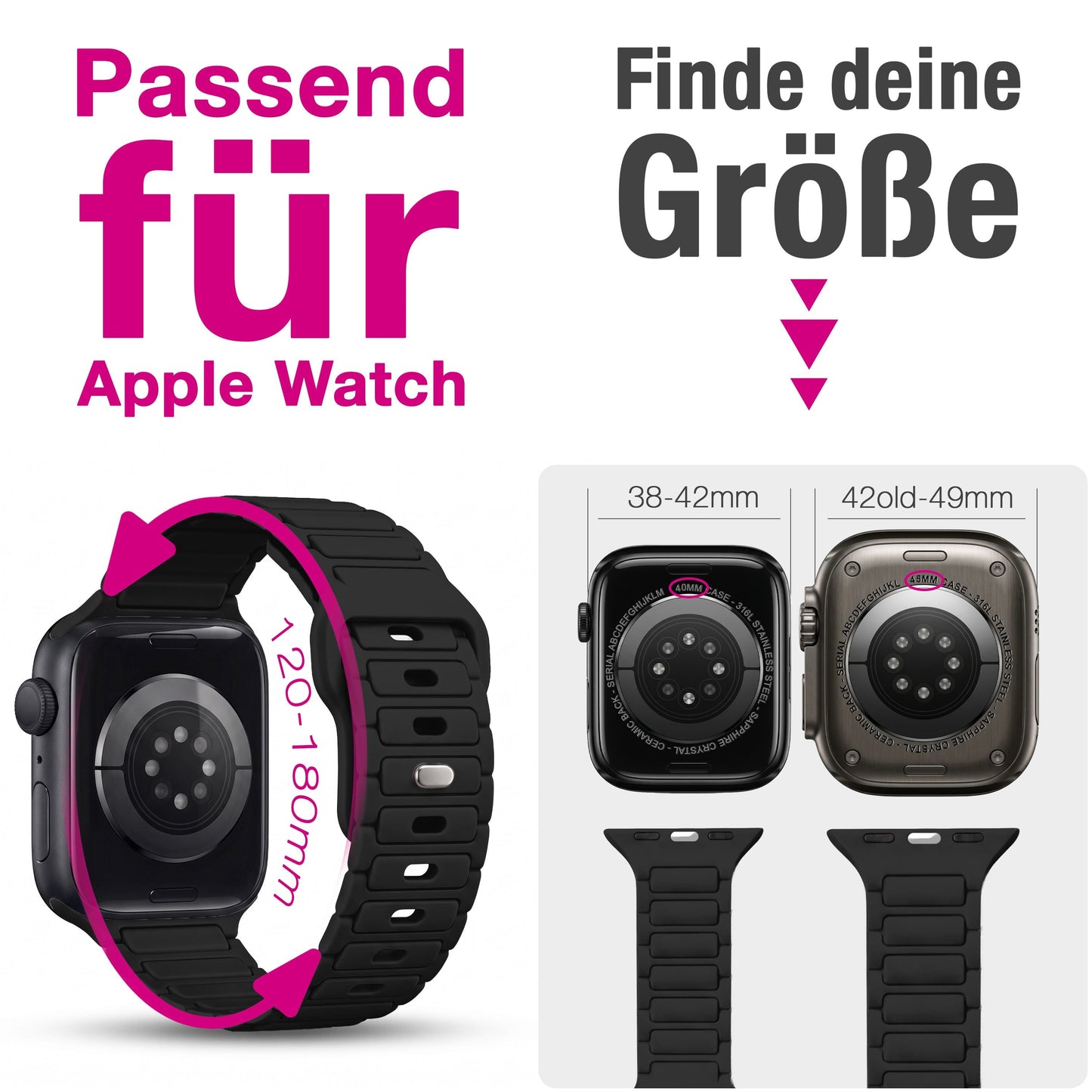 NALIA Pulse Silikon Armband kompatibel mit Apple Watch Armband iWatch Series SE/10/9/8/7/6/5/4/3/2/1, 38/40/41/42mm, 3D Textur Sportarmband mit Steck-Pin Verschluss