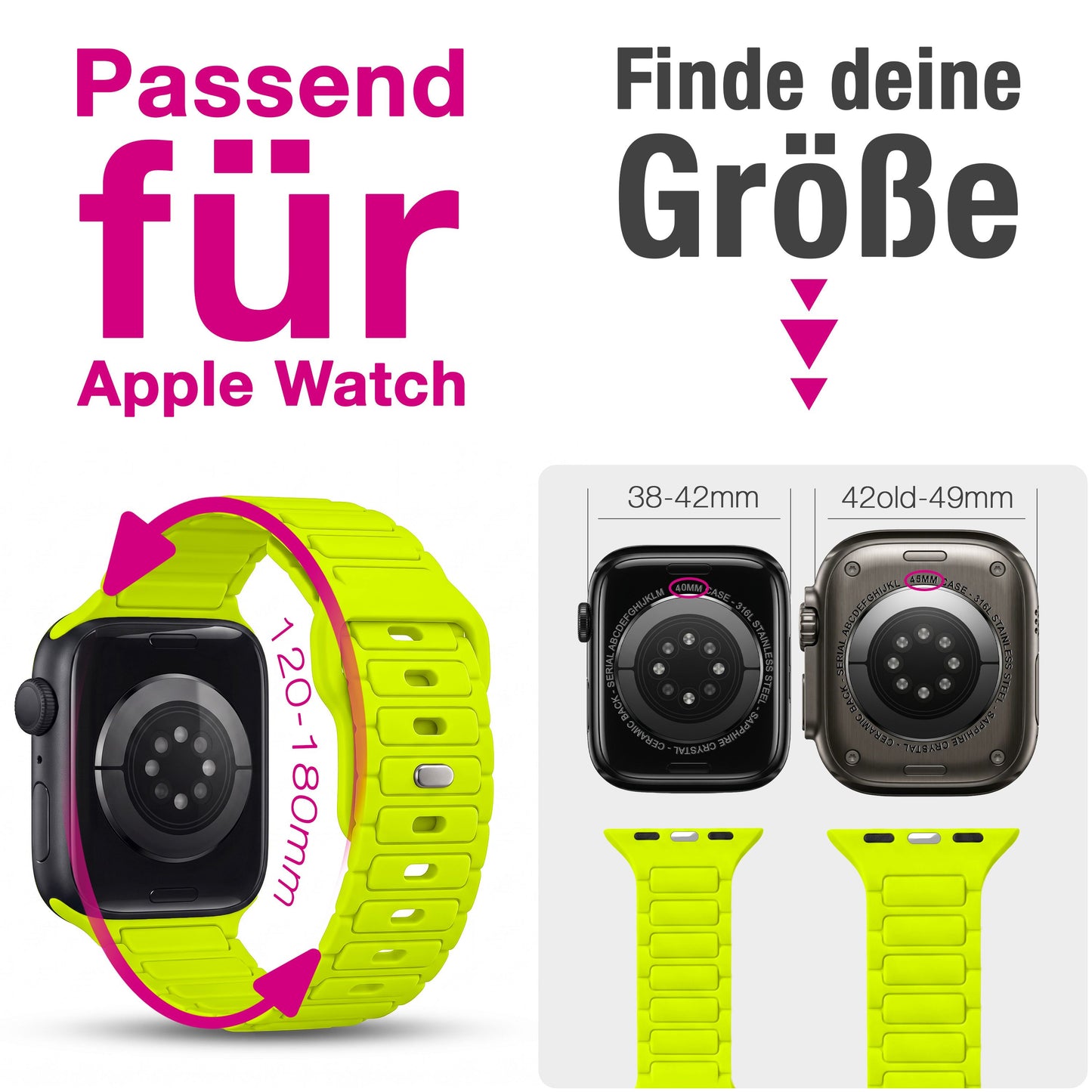 NALIA Pulse Silikon Armband kompatibel mit Apple Watch Armband iWatch Series SE/10/9/8/7/6/5/4/3/2/1, 38/40/41/42mm, 3D Textur Sportarmband mit Steck-Pin Verschluss