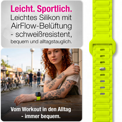 NALIA Pulse Silikon Armband kompatibel mit Apple Watch Armband iWatch Series SE/10/9/8/7/6/5/4/3/2/1, 38/40/41/42mm, 3D Textur Sportarmband mit Steck-Pin Verschluss