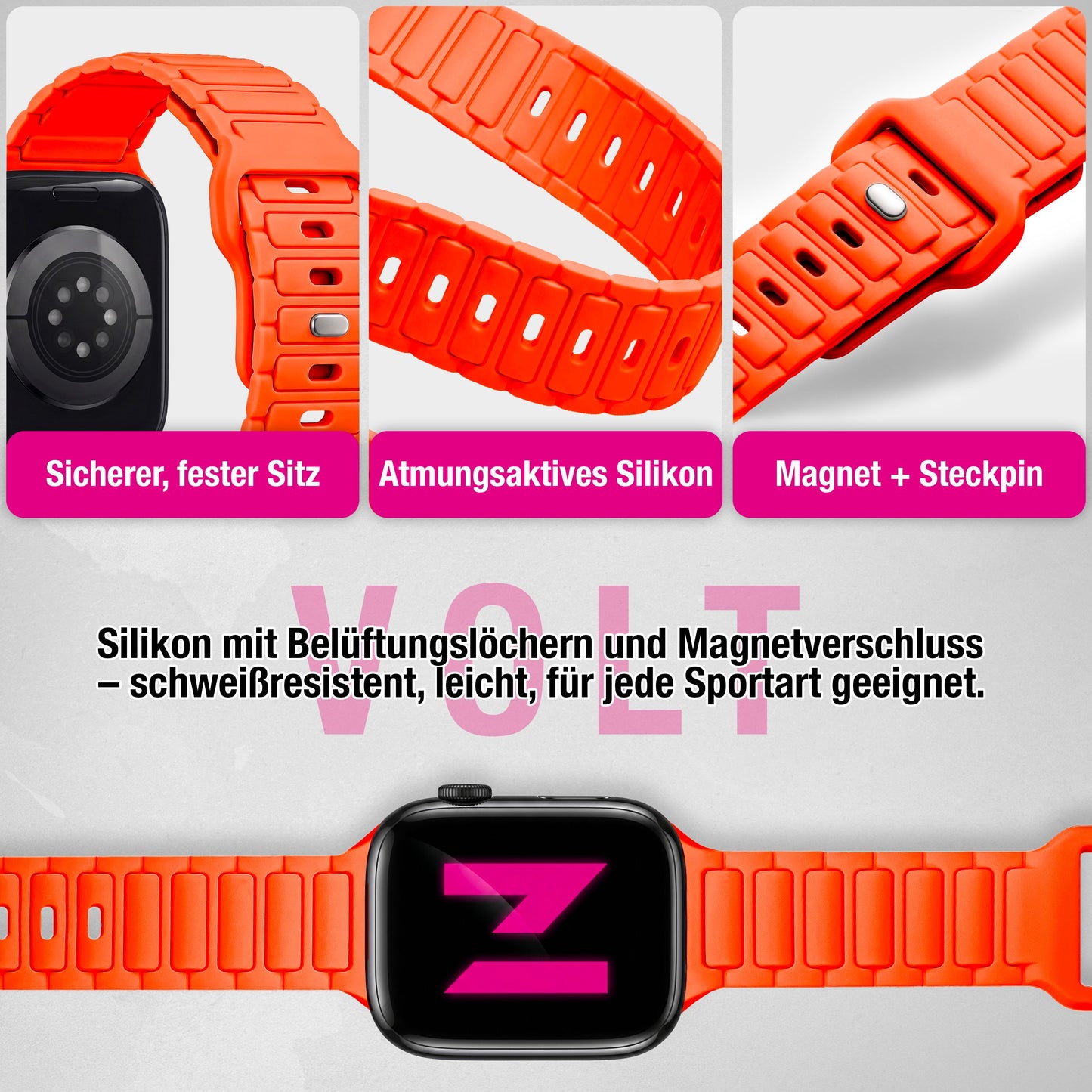 NALIA Pulse Silikon Armband kompatibel mit Apple Watch Armband iWatch Series SE/10/9/8/7/6/5/4/3/2/1, 38/40/41/42mm, 3D Textur Sportarmband mit Steck-Pin Verschluss