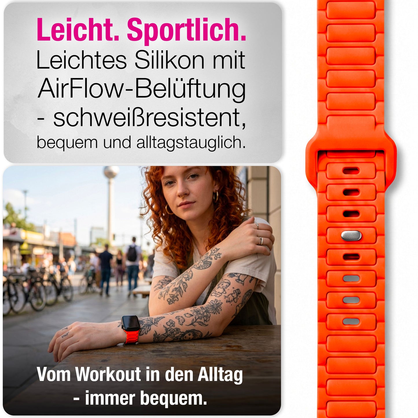 NALIA Pulse Silikon Armband kompatibel mit Apple Watch Armband iWatch Series SE/10/9/8/7/6/5/4/3/2/1, 38/40/41/42mm, 3D Textur Sportarmband mit Steck-Pin Verschluss