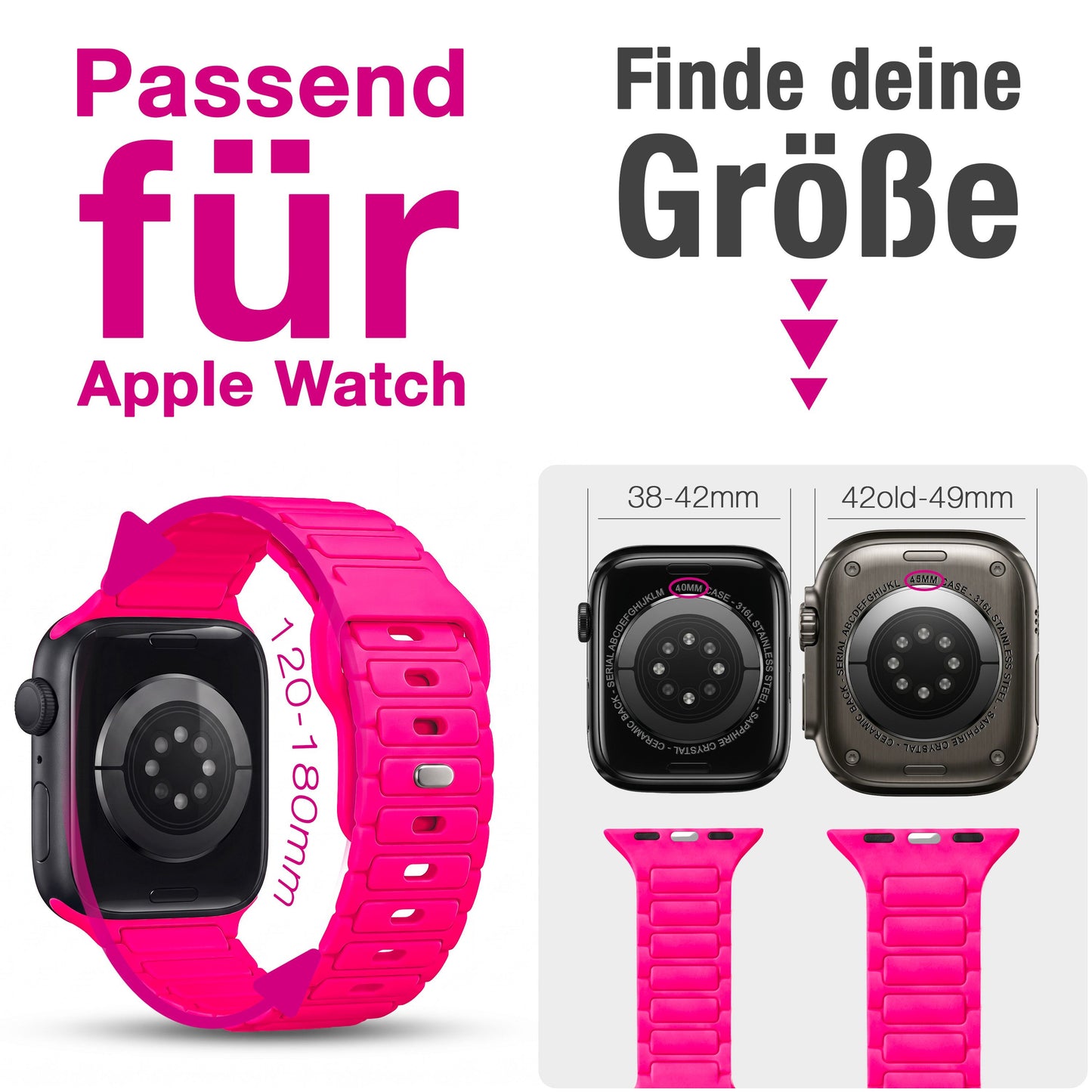 NALIA Pulse Silikon Armband kompatibel mit Apple Watch Armband iWatch Series SE/10/9/8/7/6/5/4/3/2/1, 38/40/41/42mm, 3D Textur Sportarmband mit Steck-Pin Verschluss