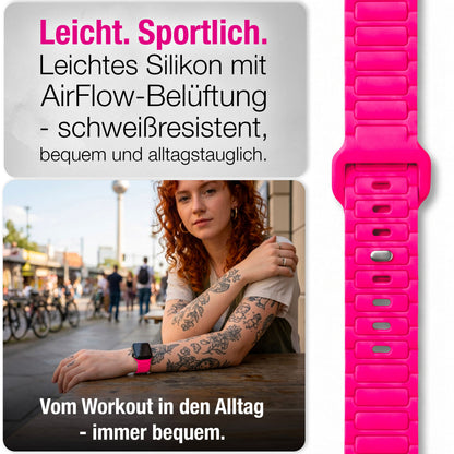 NALIA Pulse Silikon Armband kompatibel mit Apple Watch Armband iWatch Series SE/10/9/8/7/6/5/4/3/2/1, 38/40/41/42mm, 3D Textur Sportarmband mit Steck-Pin Verschluss