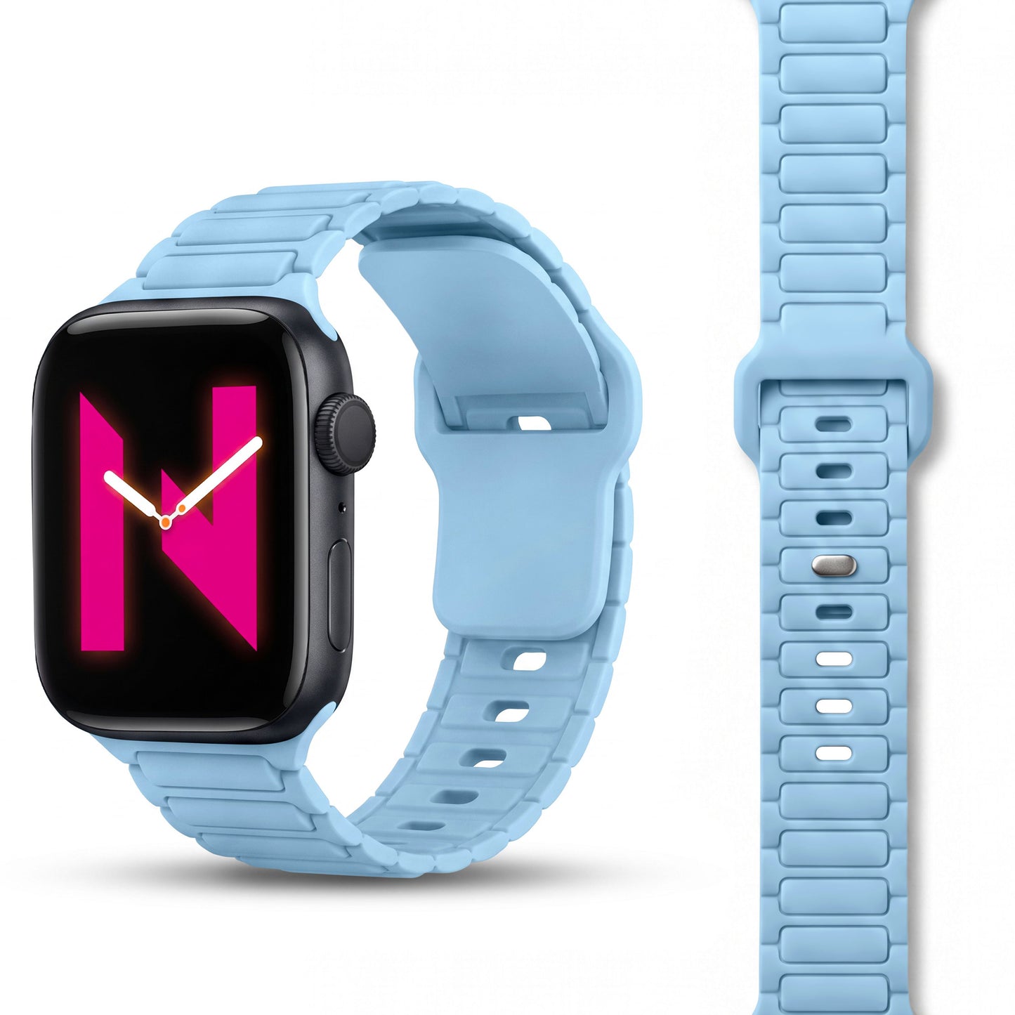 NALIA Pulse Silikon Armband kompatibel mit Apple Watch Armband iWatch Series SE/10/9/8/7/6/5/4/3/2/1, 38/40/41/42mm, 3D Textur Sportarmband mit Steck-Pin Verschluss