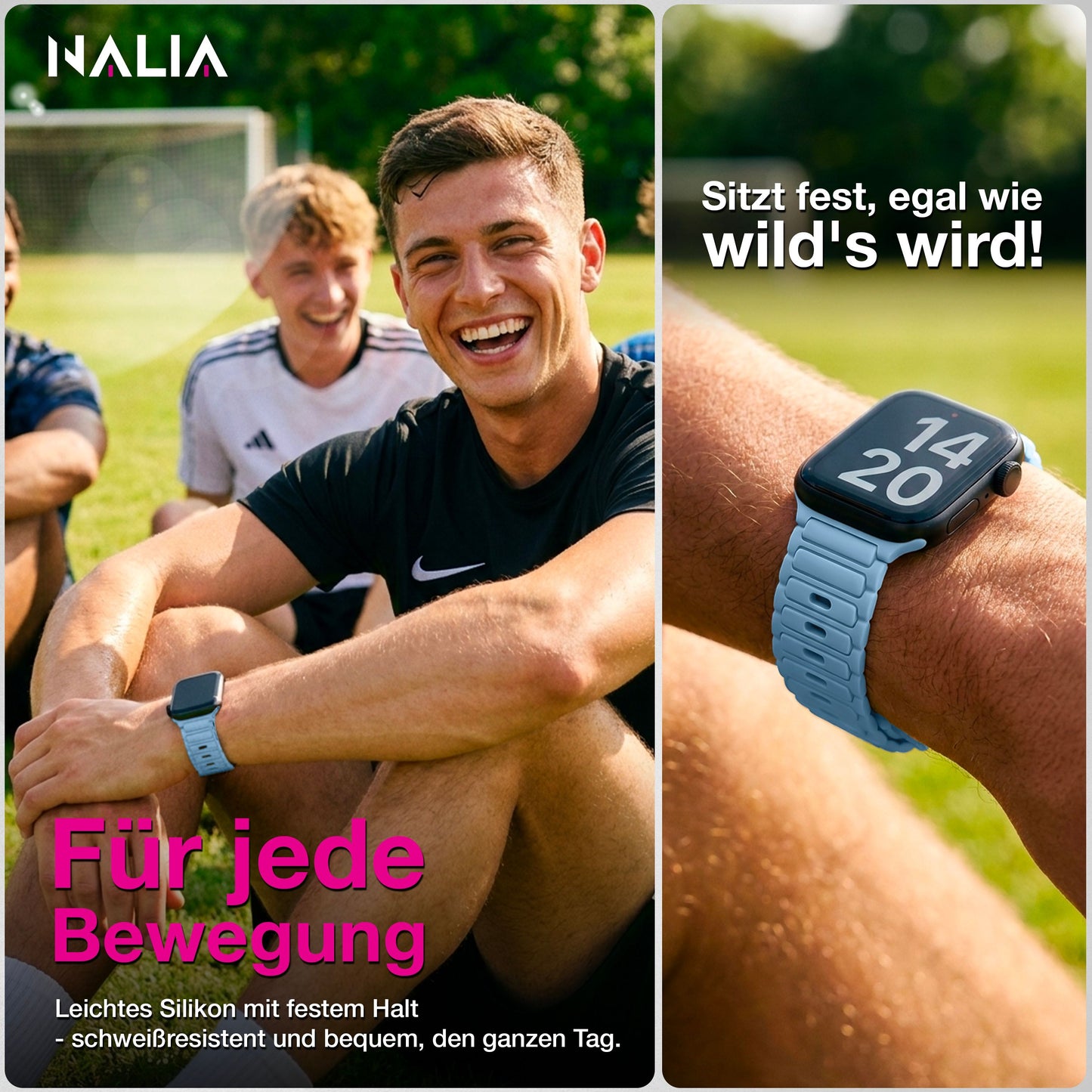 NALIA Pulse Silikon Armband kompatibel mit Apple Watch Armband iWatch Series SE/10/9/8/7/6/5/4/3/2/1, 38/40/41/42mm, 3D Textur Sportarmband mit Steck-Pin Verschluss