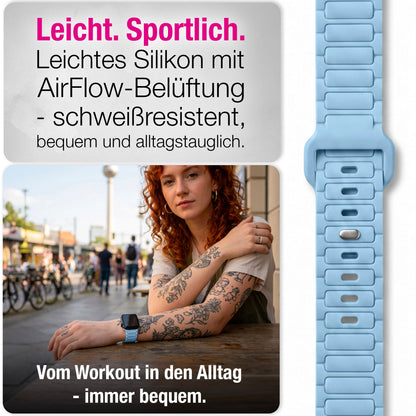 NALIA Pulse Silikon Armband kompatibel mit Apple Watch Armband iWatch Series SE/10/9/8/7/6/5/4/3/2/1, 38/40/41/42mm, 3D Textur Sportarmband mit Steck-Pin Verschluss
