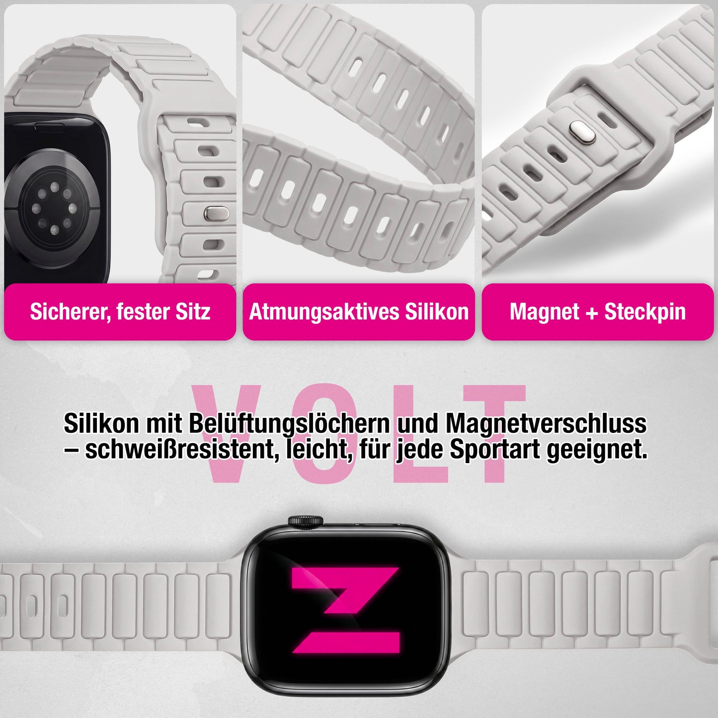NALIA Pulse Silikon Armband kompatibel mit Apple Watch Armband iWatch Series SE/10/9/8/7/6/5/4/3/2/1, 38/40/41/42mm, 3D Textur Sportarmband mit Steck-Pin Verschluss
