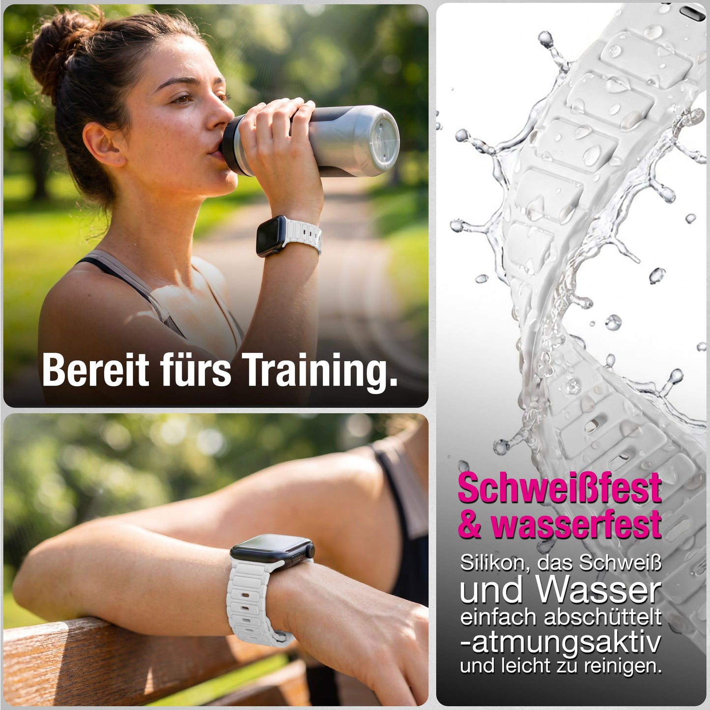 NALIA Pulse Silikon Armband kompatibel mit Apple Watch Armband iWatch Series SE/10/9/8/7/6/5/4/3/2/1, 38/40/41/42mm, 3D Textur Sportarmband mit Steck-Pin Verschluss