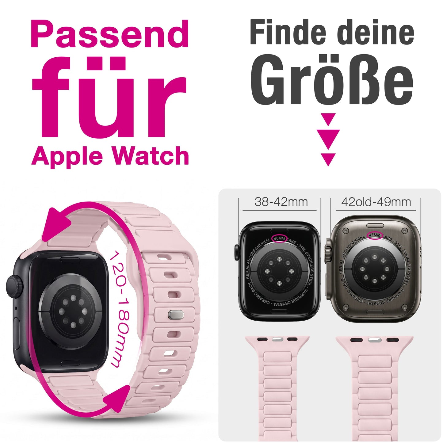 NALIA Pulse Silikon Armband kompatibel mit Apple Watch Armband iWatch Series SE/10/9/8/7/6/5/4/3/2/1, 38/40/41/42mm, 3D Textur Sportarmband mit Steck-Pin Verschluss