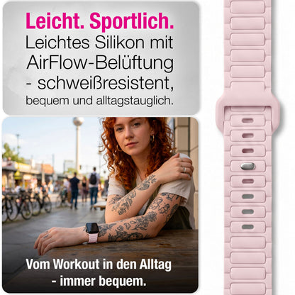 NALIA Pulse Silikon Armband kompatibel mit Apple Watch Armband iWatch Series SE/10/9/8/7/6/5/4/3/2/1, 38/40/41/42mm, 3D Textur Sportarmband mit Steck-Pin Verschluss