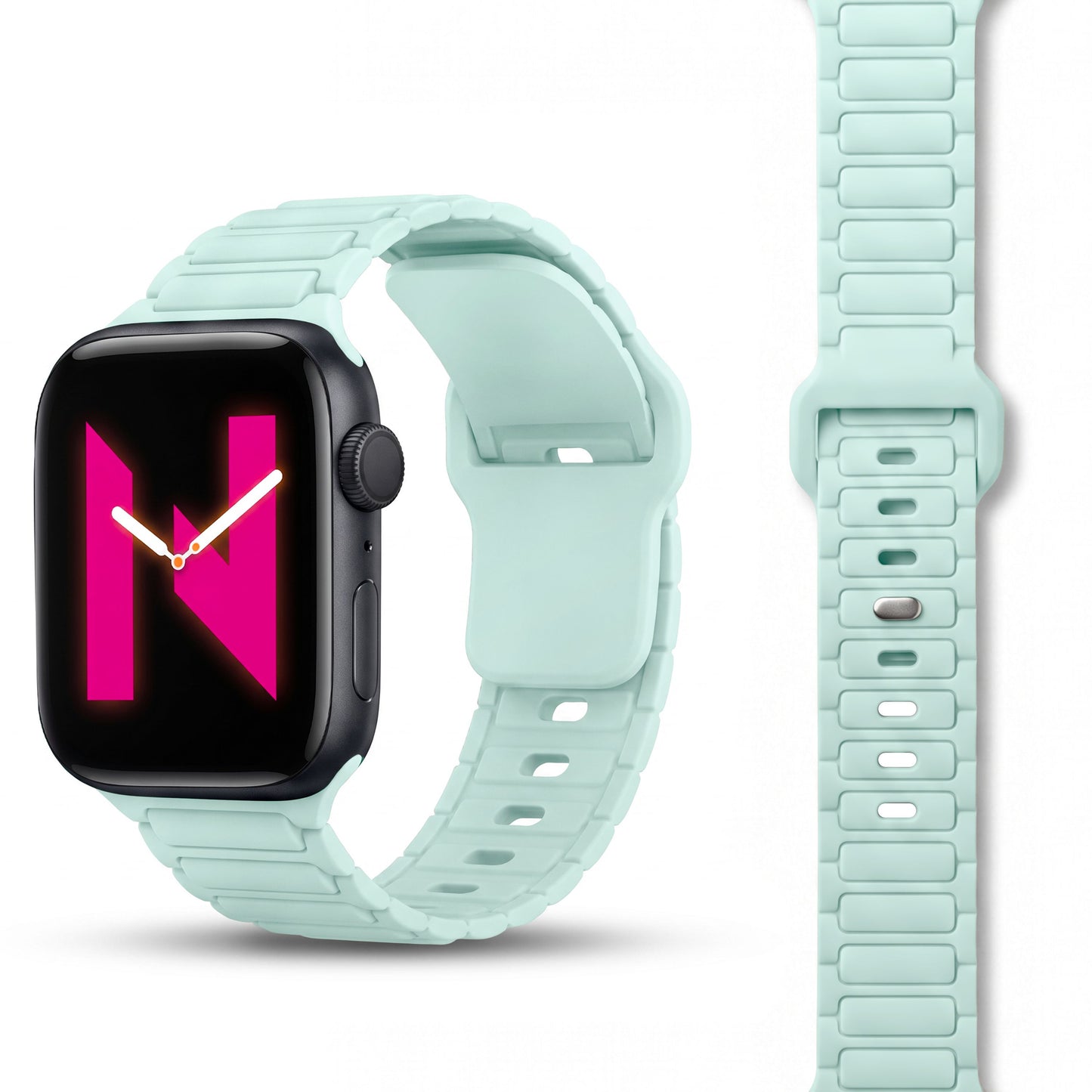 NALIA Pulse Silikon Armband kompatibel mit Apple Watch Armband iWatch Series Ultra/SE 10 9 8 7 6 5 4 3 2 1, 42/44/45/46/49mm, 3D Sportarmband mit Steck-Pin Verschluss
