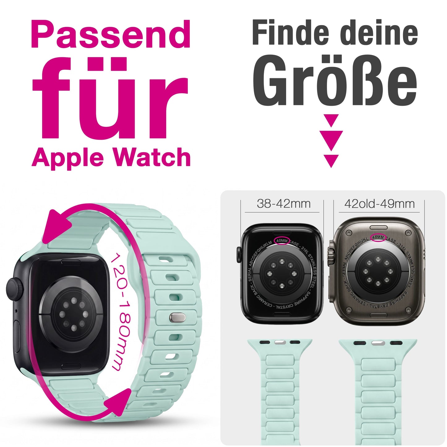 NALIA Pulse Silikon Armband kompatibel mit Apple Watch Armband iWatch Series Ultra/SE 10 9 8 7 6 5 4 3 2 1, 42/44/45/46/49mm, 3D Sportarmband mit Steck-Pin Verschluss