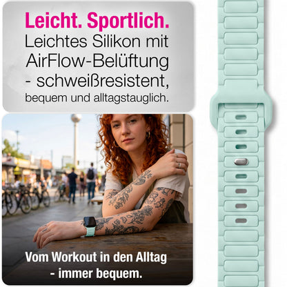 NALIA Pulse Silikon Armband kompatibel mit Apple Watch Armband iWatch Series Ultra/SE 10 9 8 7 6 5 4 3 2 1, 42/44/45/46/49mm, 3D Sportarmband mit Steck-Pin Verschluss