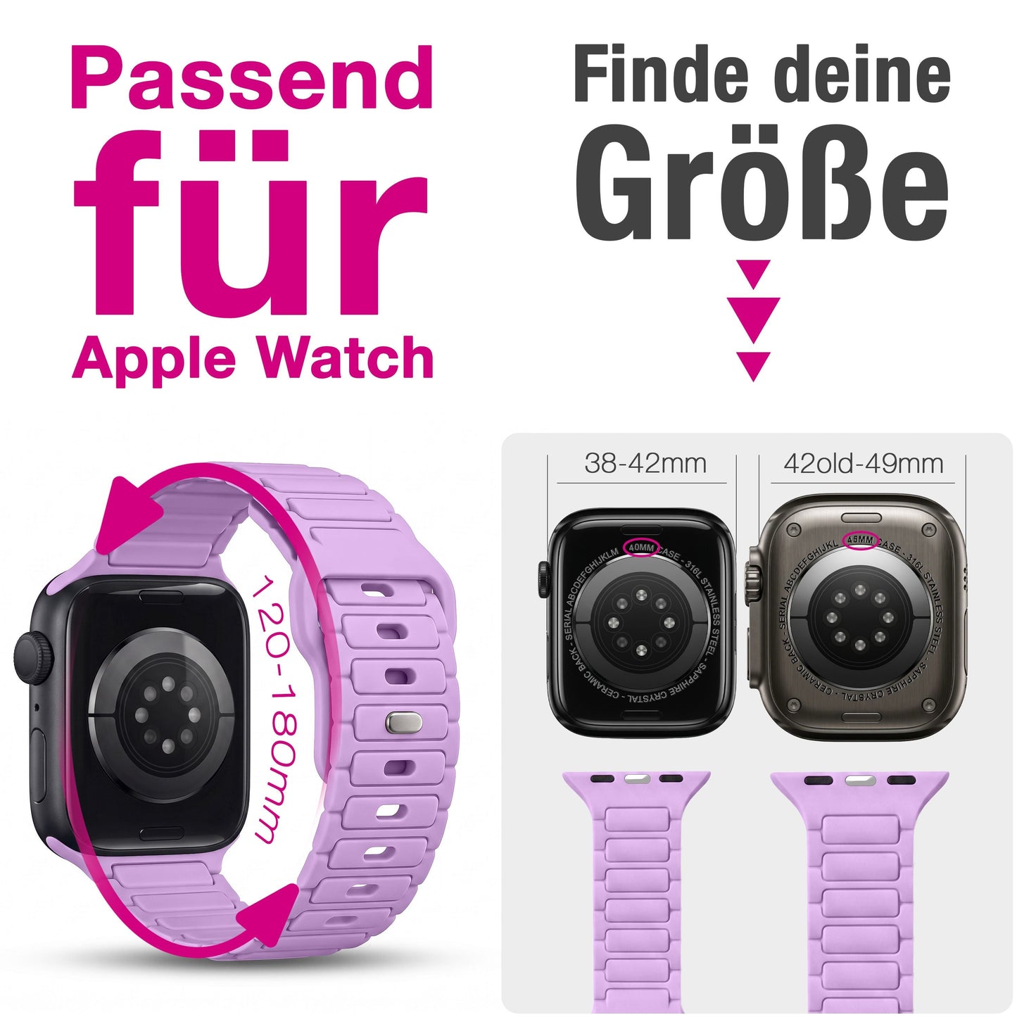 NALIA Pulse Silikon Armband kompatibel mit Apple Watch Armband iWatch Series Ultra/SE 10 9 8 7 6 5 4 3 2 1, 42/44/45/46/49mm, 3D Sportarmband mit Steck-Pin Verschluss