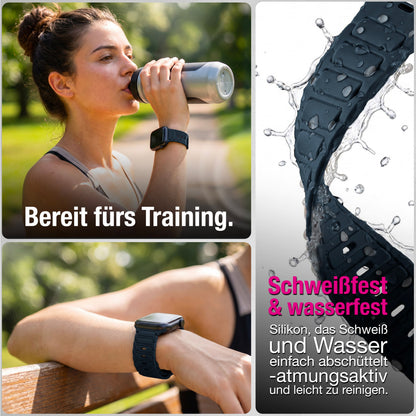 NALIA Pulse Silikon Armband kompatibel mit Apple Watch Armband iWatch Series Ultra/SE 10 9 8 7 6 5 4 3 2 1, 42/44/45/46/49mm, 3D Sportarmband mit Steck-Pin Verschluss