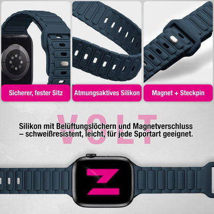 NALIA Pulse Silikon Armband kompatibel mit Apple Watch Armband iWatch Series Ultra/SE 10 9 8 7 6 5 4 3 2 1, 42/44/45/46/49mm, 3D Sportarmband mit Steck-Pin Verschluss