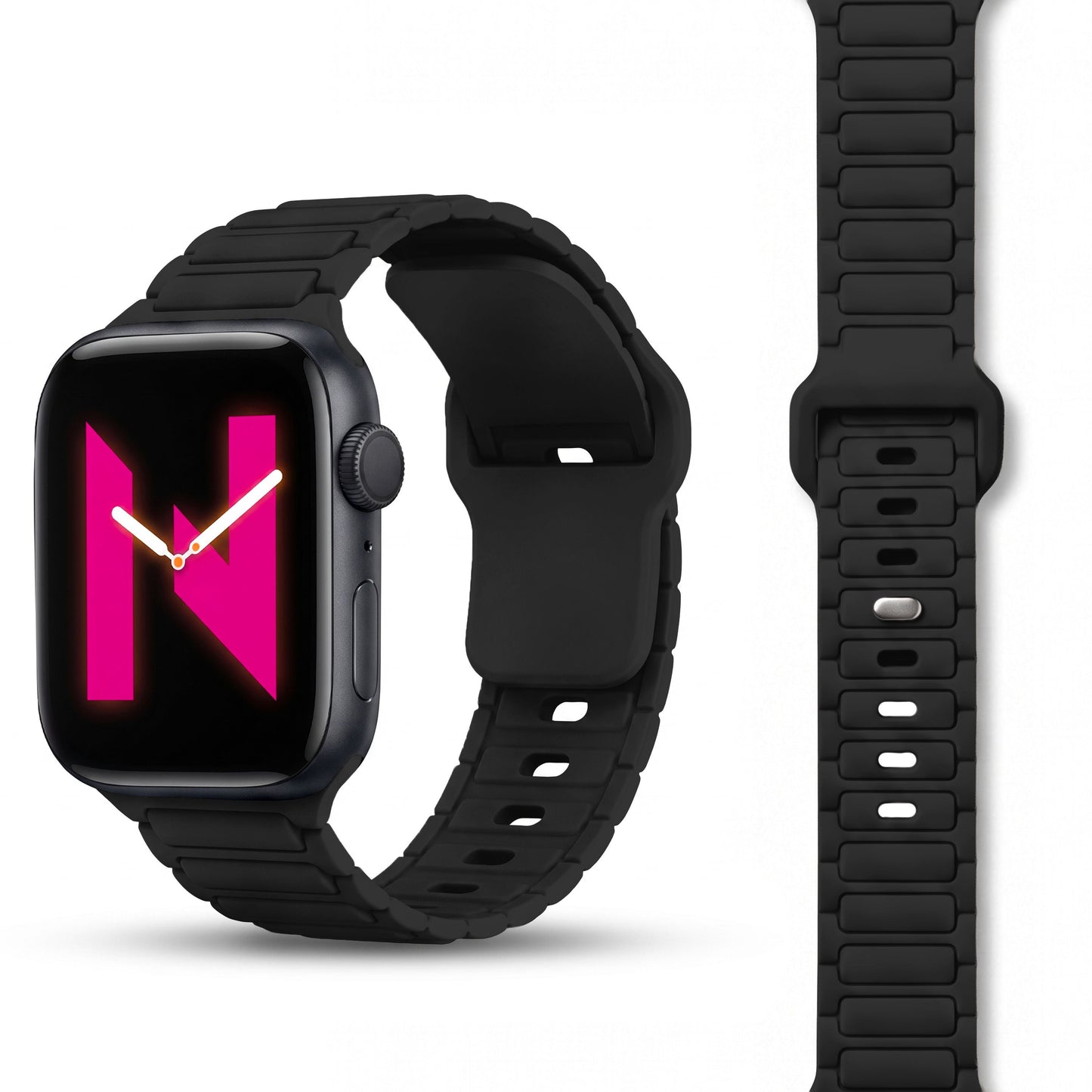 NALIA Pulse Silikon Armband kompatibel mit Apple Watch Armband iWatch Series Ultra/SE 10 9 8 7 6 5 4 3 2 1, 42/44/45/46/49mm, 3D Sportarmband mit Steck-Pin Verschluss
