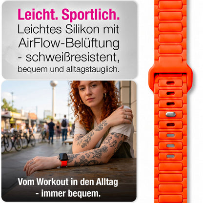 NALIA Pulse Silikon Armband kompatibel mit Apple Watch Armband iWatch Series Ultra/SE 10 9 8 7 6 5 4 3 2 1, 42/44/45/46/49mm, 3D Sportarmband mit Steck-Pin Verschluss