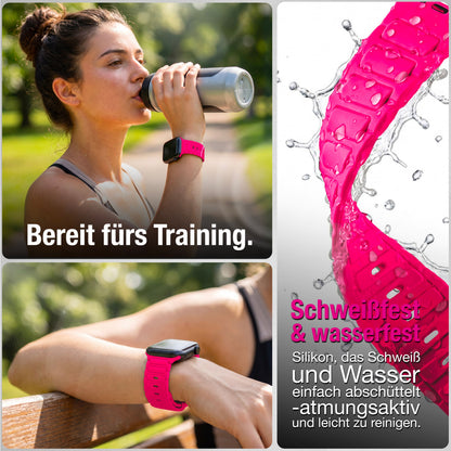 NALIA Pulse Silikon Armband kompatibel mit Apple Watch Armband iWatch Series Ultra/SE 10 9 8 7 6 5 4 3 2 1, 42/44/45/46/49mm, 3D Sportarmband mit Steck-Pin Verschluss