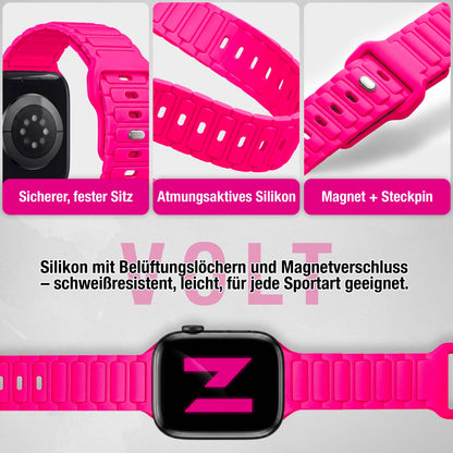 NALIA Pulse Silikon Armband kompatibel mit Apple Watch Armband iWatch Series Ultra/SE 10 9 8 7 6 5 4 3 2 1, 42/44/45/46/49mm, 3D Sportarmband mit Steck-Pin Verschluss