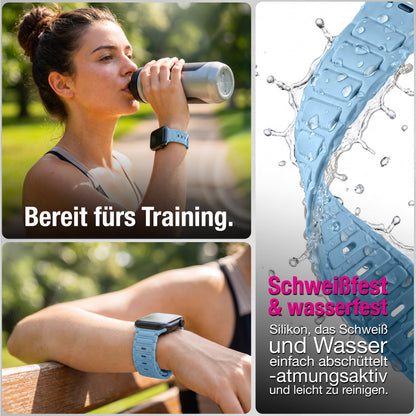 NALIA Pulse Silikon Armband kompatibel mit Apple Watch Armband iWatch Series Ultra/SE 10 9 8 7 6 5 4 3 2 1, 42/44/45/46/49mm, 3D Sportarmband mit Steck-Pin Verschluss