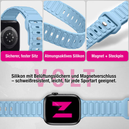 NALIA Pulse Silikon Armband kompatibel mit Apple Watch Armband iWatch Series Ultra/SE 10 9 8 7 6 5 4 3 2 1, 42/44/45/46/49mm, 3D Sportarmband mit Steck-Pin Verschluss