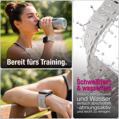 NALIA Pulse Silikon Armband kompatibel mit Apple Watch Armband iWatch Series Ultra/SE 10 9 8 7 6 5 4 3 2 1, 42/44/45/46/49mm, 3D Sportarmband mit Steck-Pin Verschluss