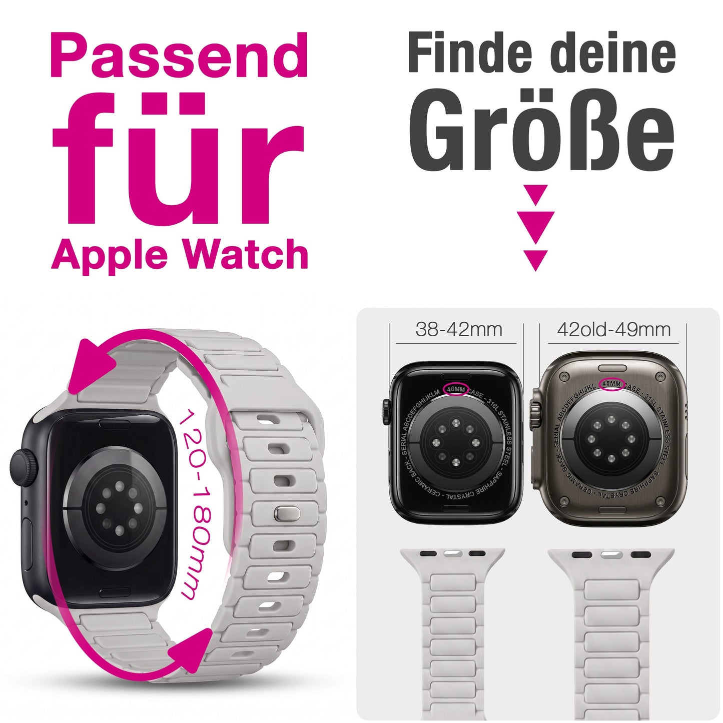 NALIA Pulse Silikon Armband kompatibel mit Apple Watch Armband iWatch Series Ultra/SE 10 9 8 7 6 5 4 3 2 1, 42/44/45/46/49mm, 3D Sportarmband mit Steck-Pin Verschluss